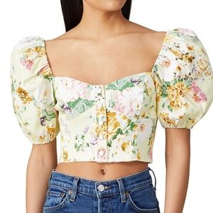 BRAND NEW For Love & Lemons Floral Puff Sleeve Crop Top